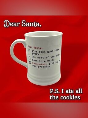 White Christmas Mug with Santa Message by Fringe